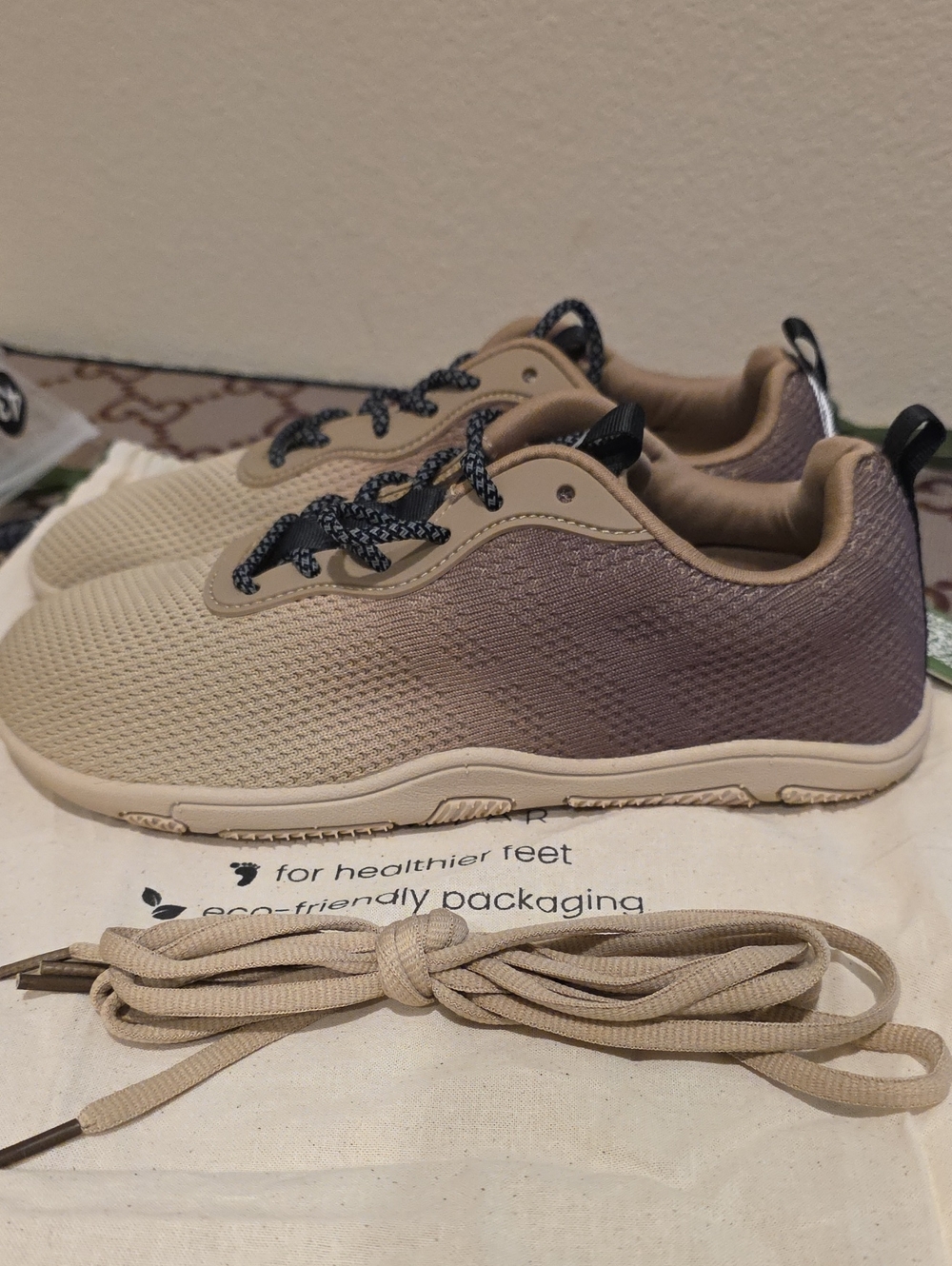 HF Beige Mesh Athletic Sneakers Womens Size 8.5 - Picture 4 of 9